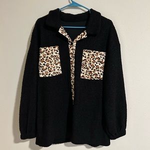 Black/Cheetah Print Coat